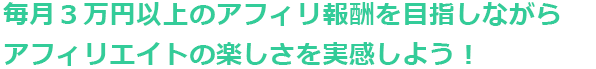 毎月3万円以上のアフィリ報酬を目指しながらアフィリエイトの楽しさを実感しよう!